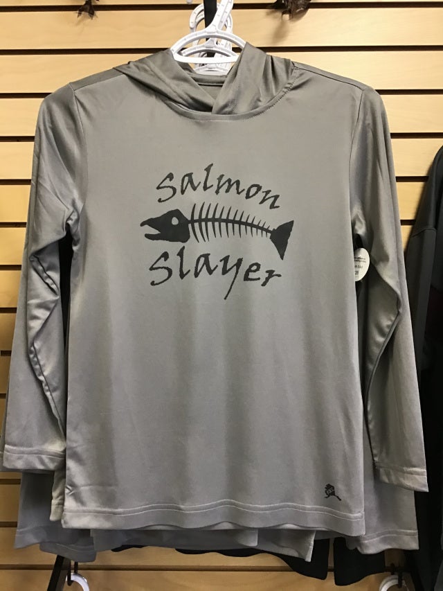 Salmon Slayer Salmon Fishing Salmon Long Sleeve T-Shirt (Black;S) :  : Clothing, Shoes & Accessories